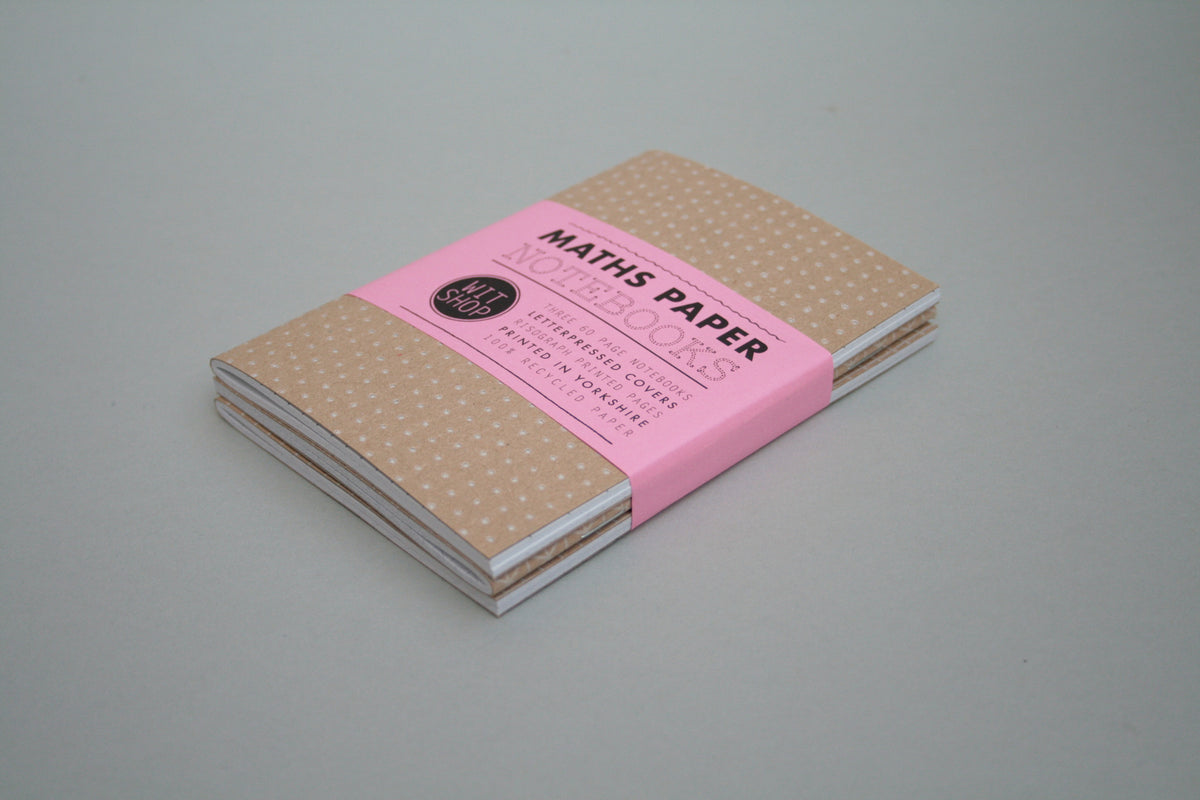 Set of three letterpress notebooks