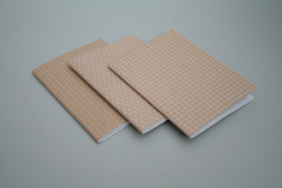 Set of three letterpress notebooks
